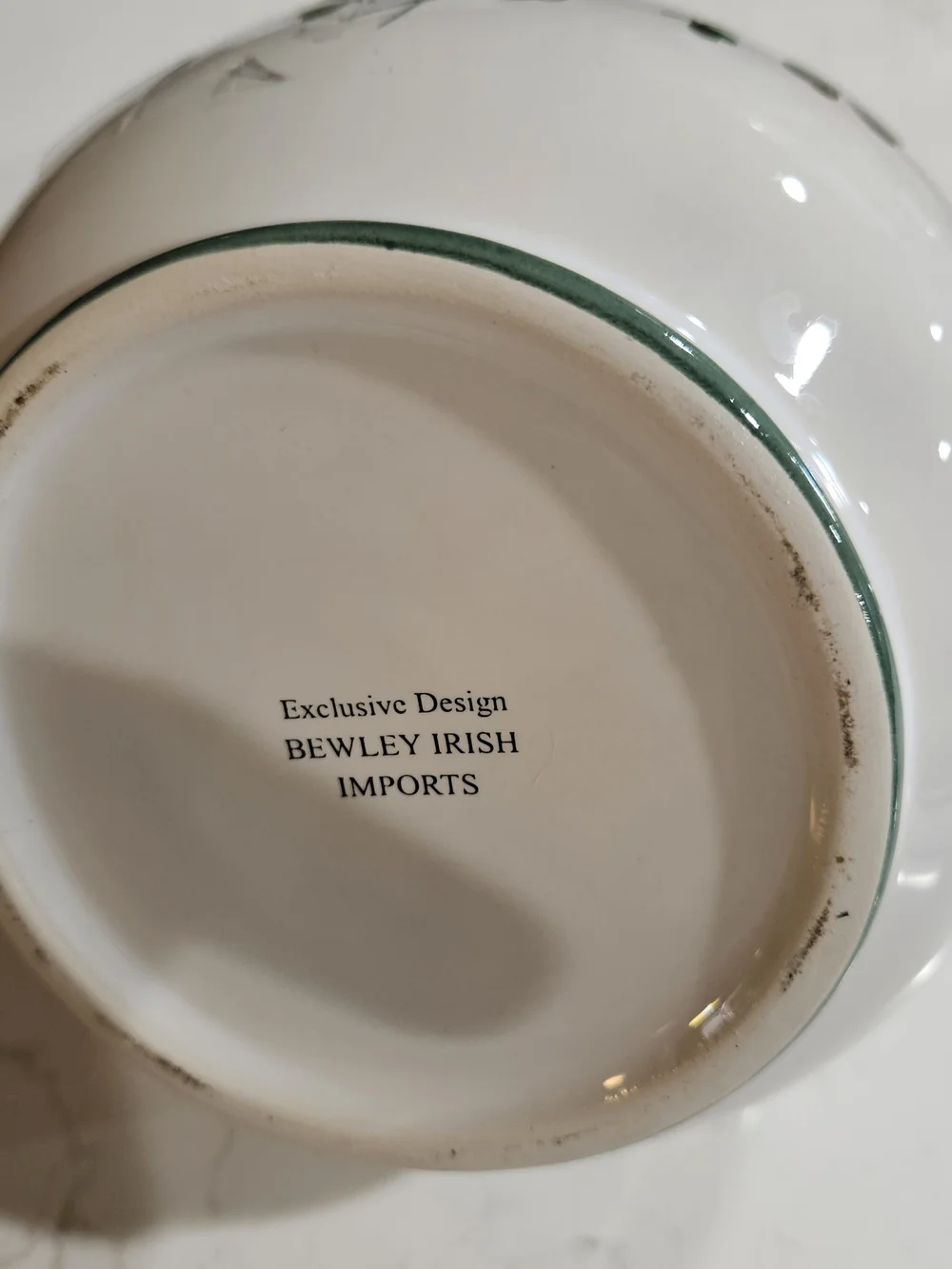 Bewley Irish Imports Green White Ceramic Teapot with Green Clover Design